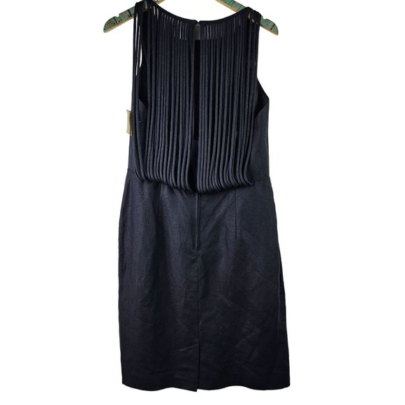 Vintage 90's Geary Roark Kamisato Linen LBD with Open Corded Back, Sz 14, NWT - Picture 3 of 12